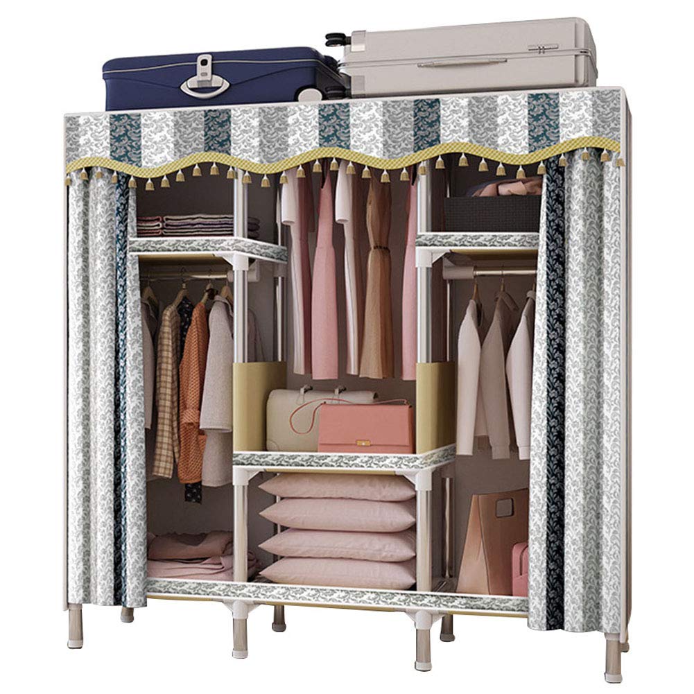 YFMMM Portable Wardrobe Closet - Heavy Duty Steel Frame, No-Tool Assembly Fabric Storage Cabinet (59