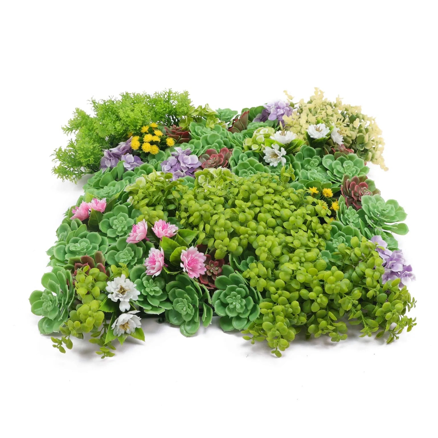 UV Resistant Artificial Dense Succulent Vertical Garden Panel - 50cm x 50cm Fake Plant Wall Decor for Indoor & Outdoor Spaces, Balcony, Office, and Home Decoration