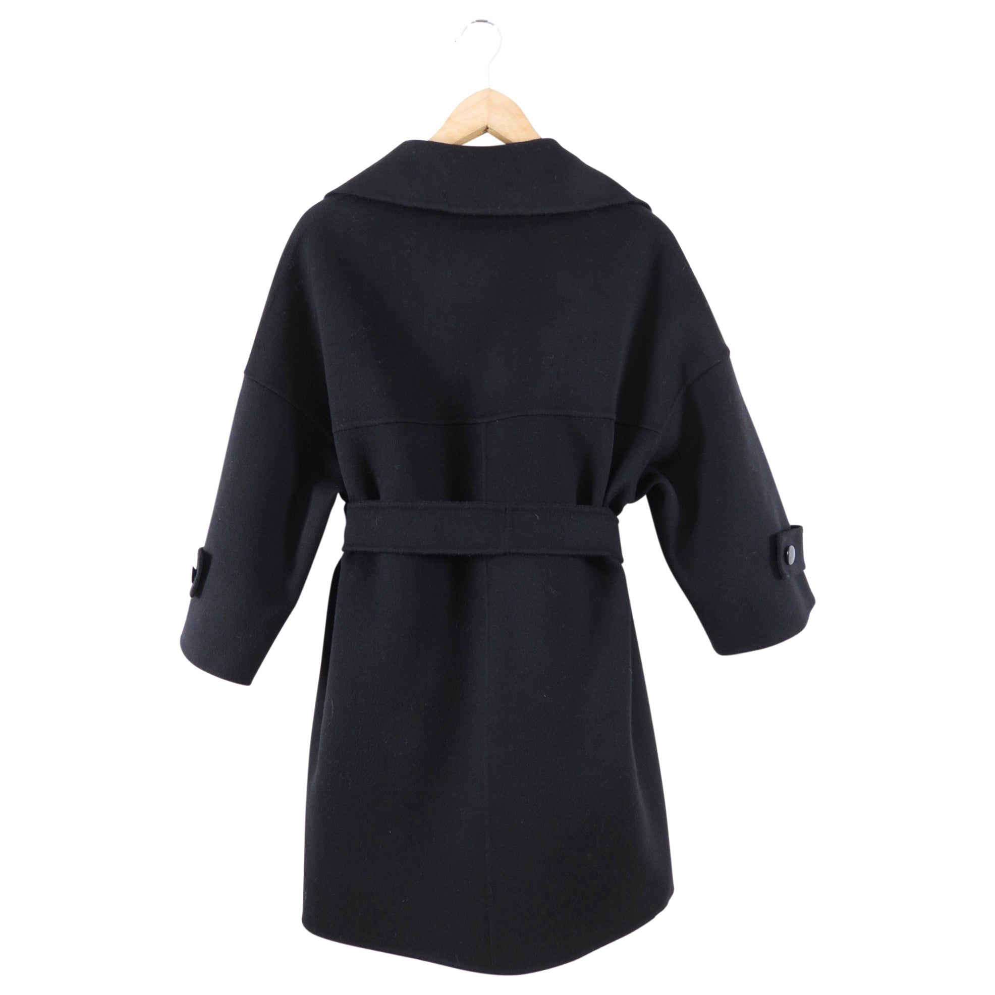 Aviolo Milano Black Double Face Wool Coat for Women - Size S (4/6) | Winter Warm Long Coat | Office & Formal Wear | Perfect for Business Meetings & Evening Events