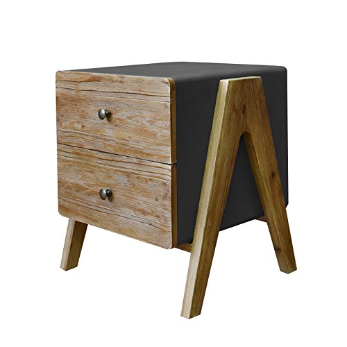 Benjara Wooden Side Table with 2 Drawers and A-Shaped Legs, Brown and Gray - Perfect for Living Room, Bedroom, or Office Accent Furniture