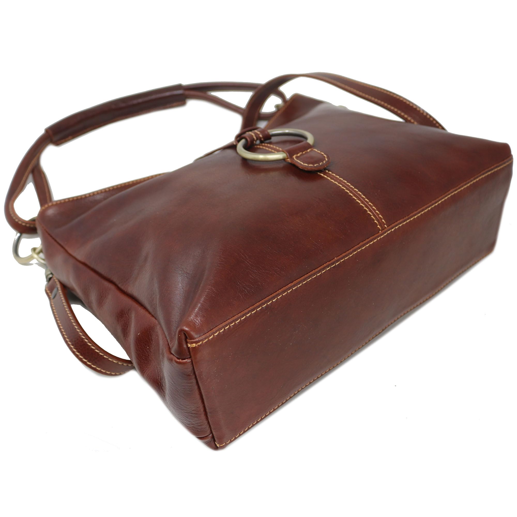 Floto Luggage Italian Tavoli Tote Bag - Genuine Leather Medium Handbag in Vintage Vecchio Brown | Perfect for Travel, Work & Everyday Use