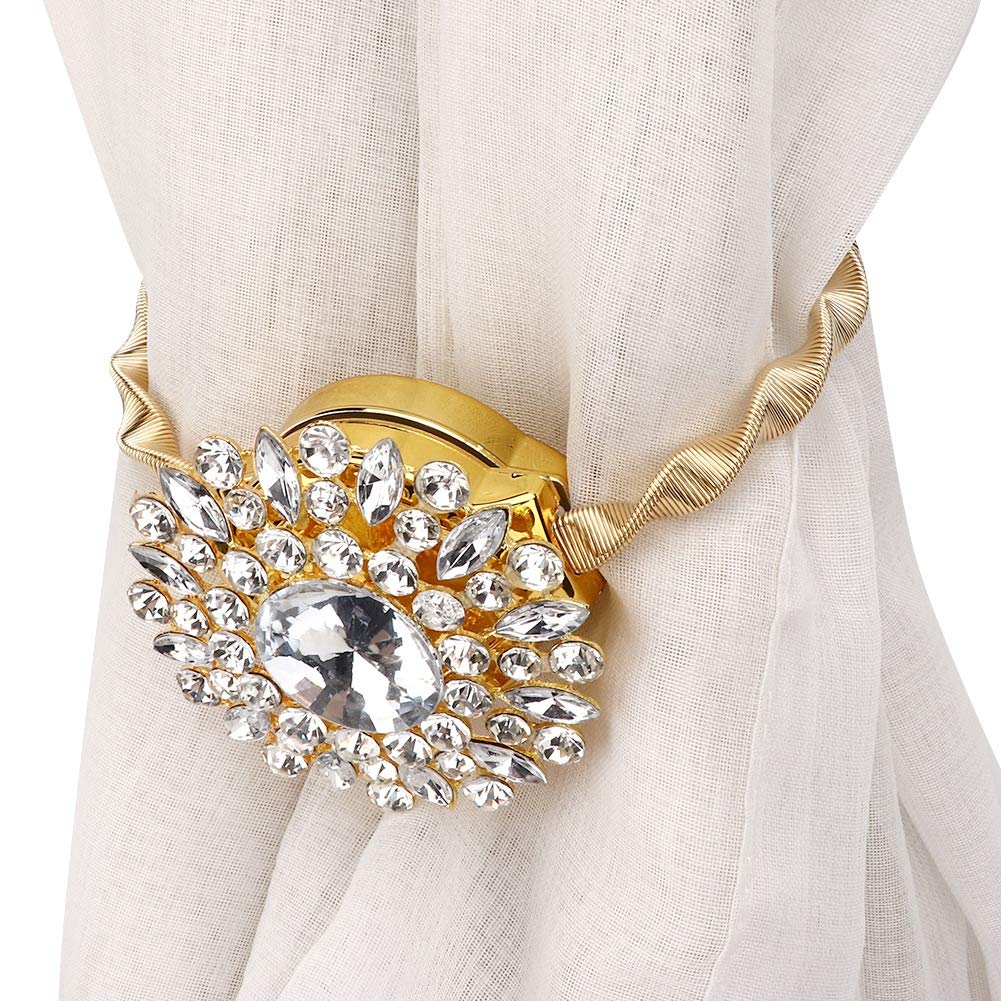 Spiral Spring Magnetic Curtain Tieback Holder - Gold Home Decor for Living Room, Bedroom & Window Dressing (1 Piece) | Easy-to-Use Curtain Clip for Stylish Window Treatments