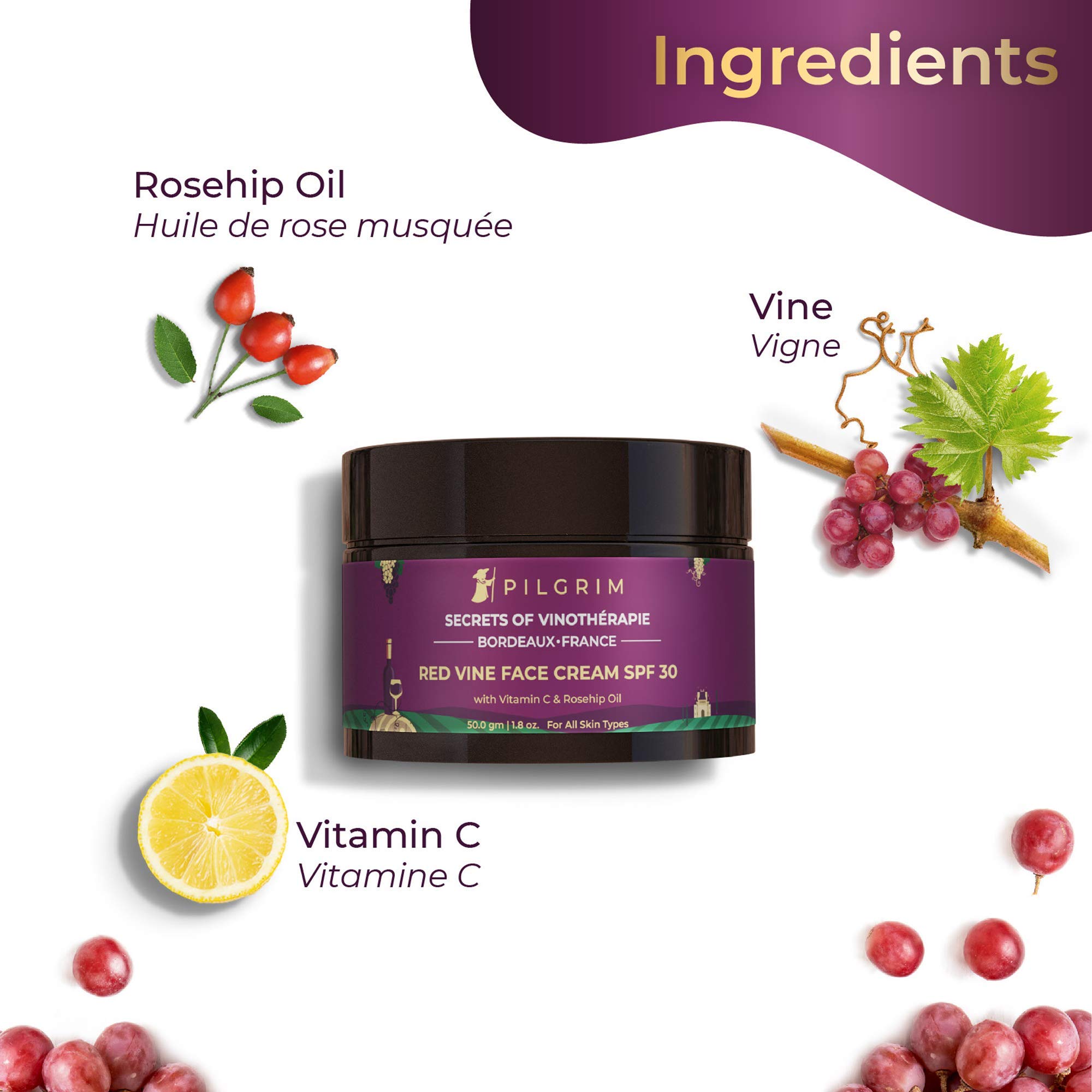 Pilgrim Red Vine At-Home Facial Kit with Eco-Friendly Jute Bag - Set of 4 Skincare Products: Face Toner, Scrub, Cream & Mask | Vegan & Cruelty-Free | Instant Glow | Perfect for Spa Night, Self-Care Routine & Gift Giving