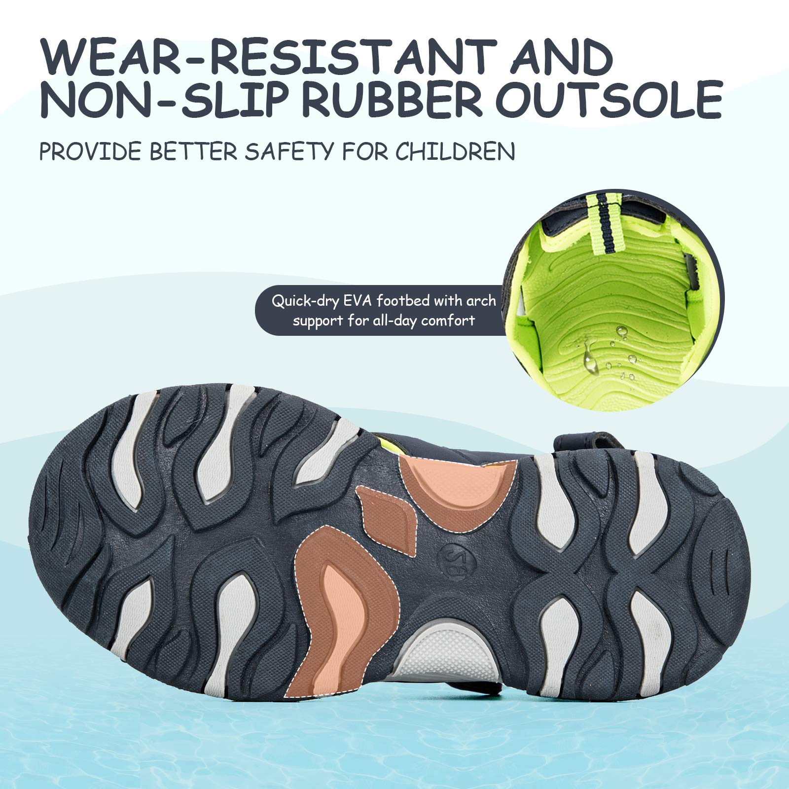RUNSIDE Boys & Girls Closed-Toe Hiking Sandals - Breathable Water Shoes for Toddler, Little Kid & Big Kid - Outdoor Walking & Summer Beach Activities