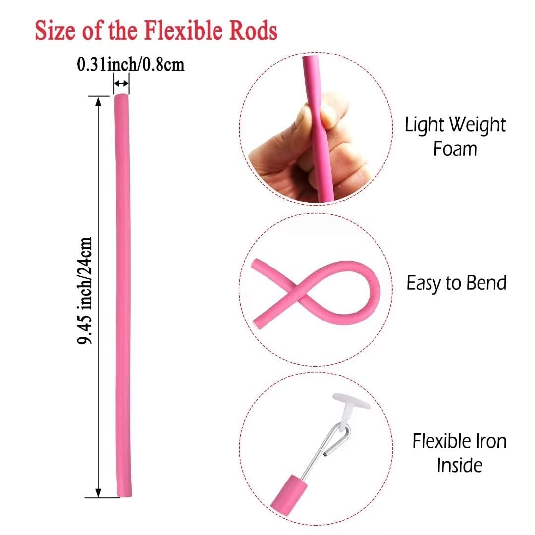 APOEM 10PCS Heatless Flexible Curling Rods - No Heat Soft Hair Twist Tight Curl Foam Rollers for Women & Girls - Long & Short Hair Curlers - Perfect for Overnight Styling, Beach Waves & Damage-Free Curls