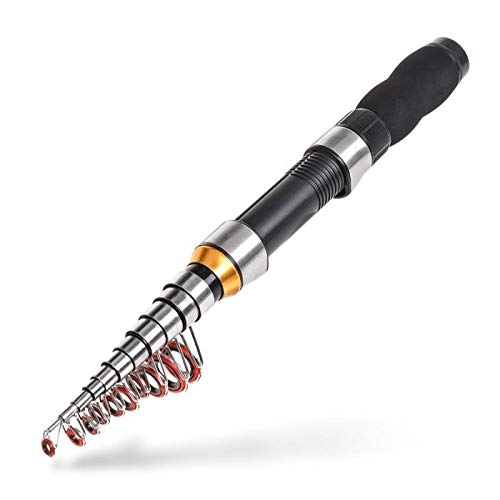 Ultralight Carbon Fiber Telescopic Fishing Rod - Portable 2.1m Collapsible Spinning Rod for Saltwater & Freshwater Fishing | Compact Travel Design for Backpacking, Camping & Beach Fishing (Black)