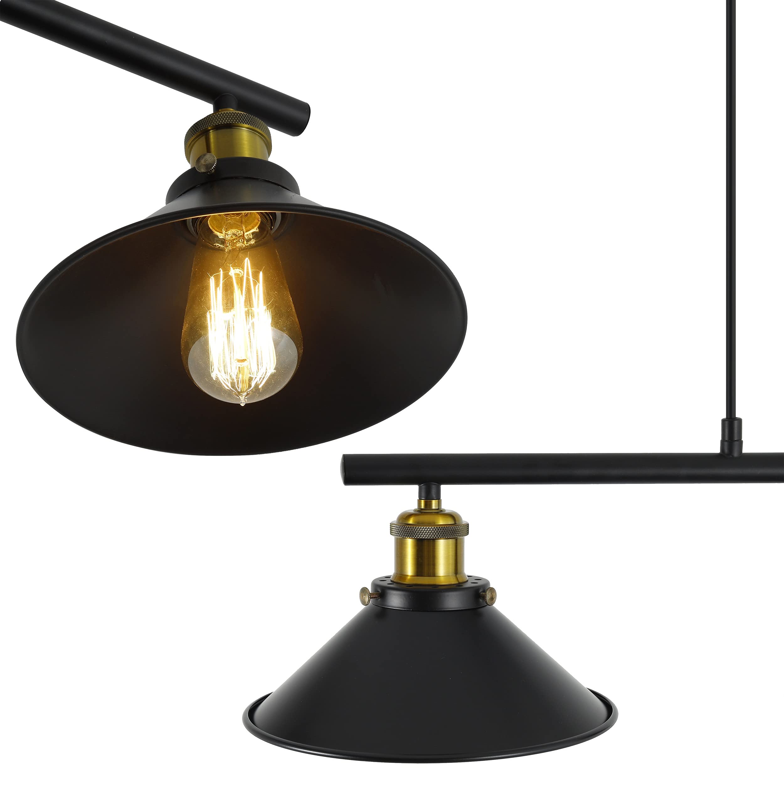 3-Light Kitchen Island Pendant Light Fixture - Farmhouse Linear Hanging Chandelier with Matte Black Finish for Kitchen, Dining Room, Bar, Pool Table | Modern Industrial Lighting for Home Decor & Restaurant Ambiance