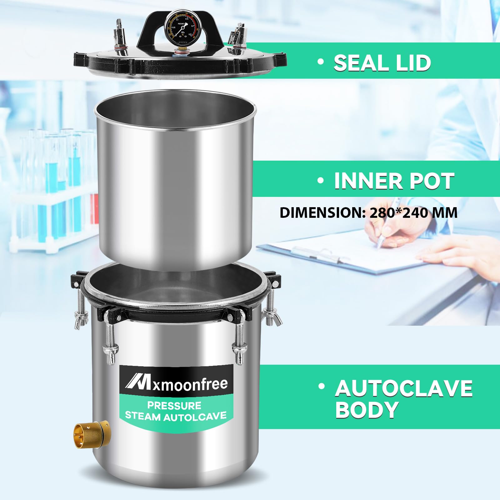 19 Quart High Pressure Steam Autoclave - 110V Lab Sterilizer for Culture Media, Canning Jars & Mushroom Growing | Perfect for Laboratory, Home Canning & Mycology Cultivation