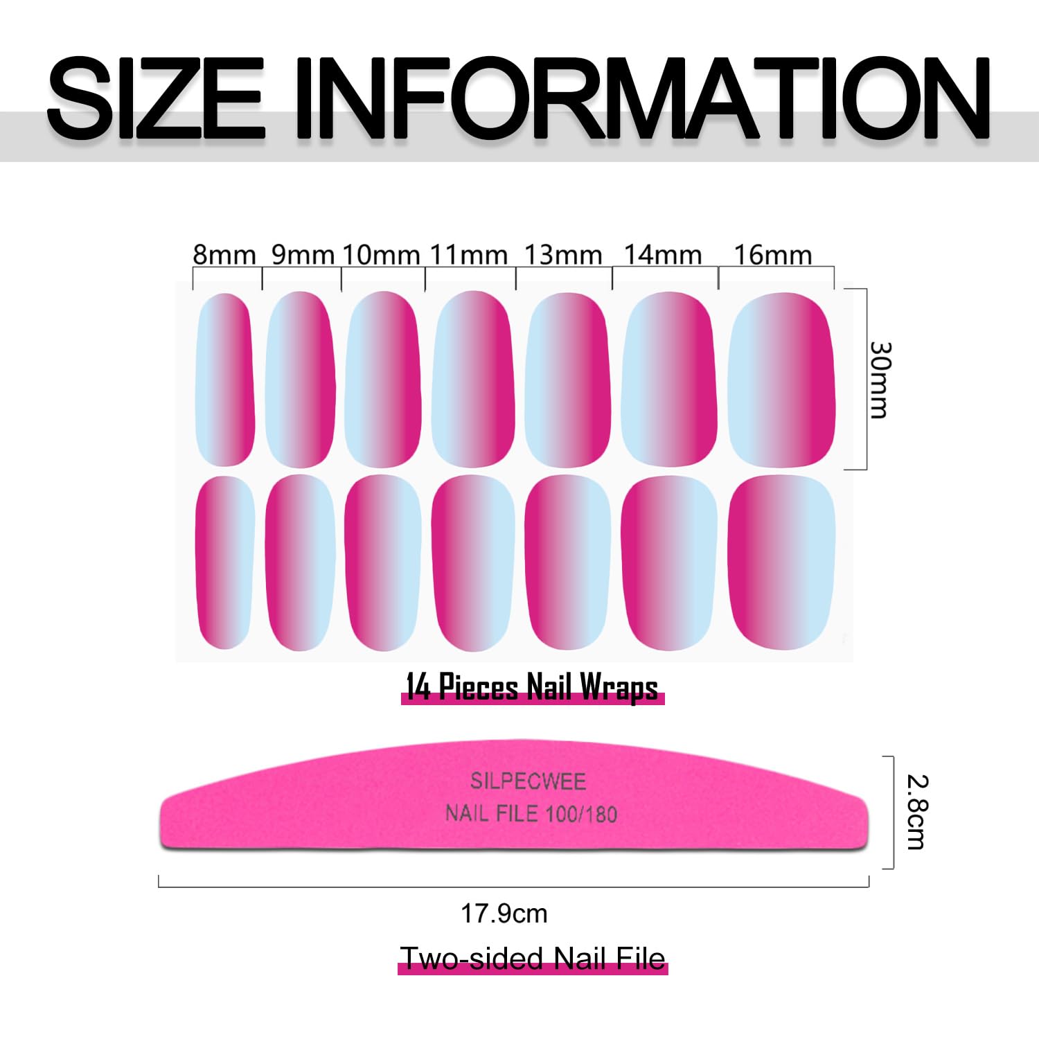 SILPECWEE 16 Sheets Fluorescent Nail Wraps for Women - Self-Adhesive Nail Polish Stickers, Gel Nail Strips, Manicure Stickers with Nail File - Perfect for Home Manicure, Parties & Special Occasions