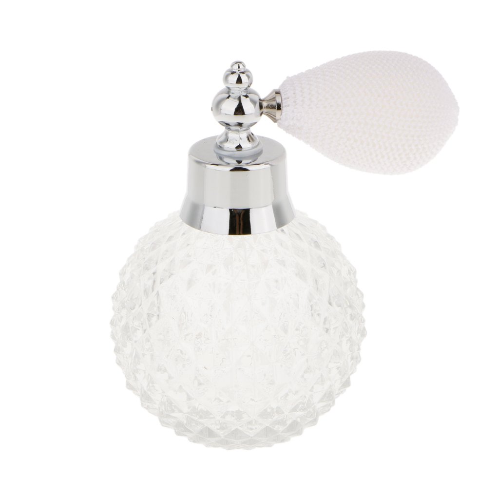 100ml Vintage Crystal Glass Perfume Bottle with Atomizer Spray - Transparent Refillable Fragrance Bottle for Women, Perfect for Travel, Purse & Home Decor