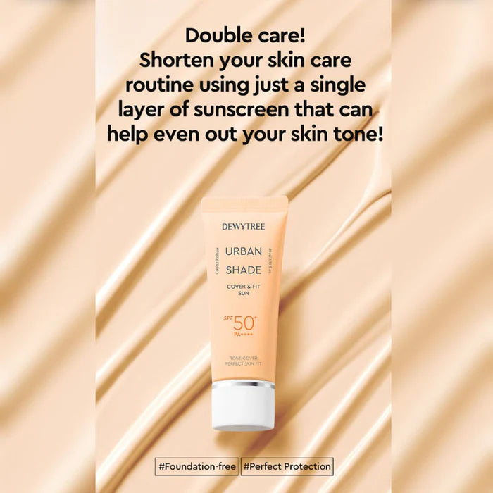 Dewytree Urban Shade Cover & Fit Sunscreen SPF 50+ PA++++ 40ml - Oil-Free Face Sunblock for Sensitive Skin, Daily UV Protection for Outdoor Activities & Beach Days