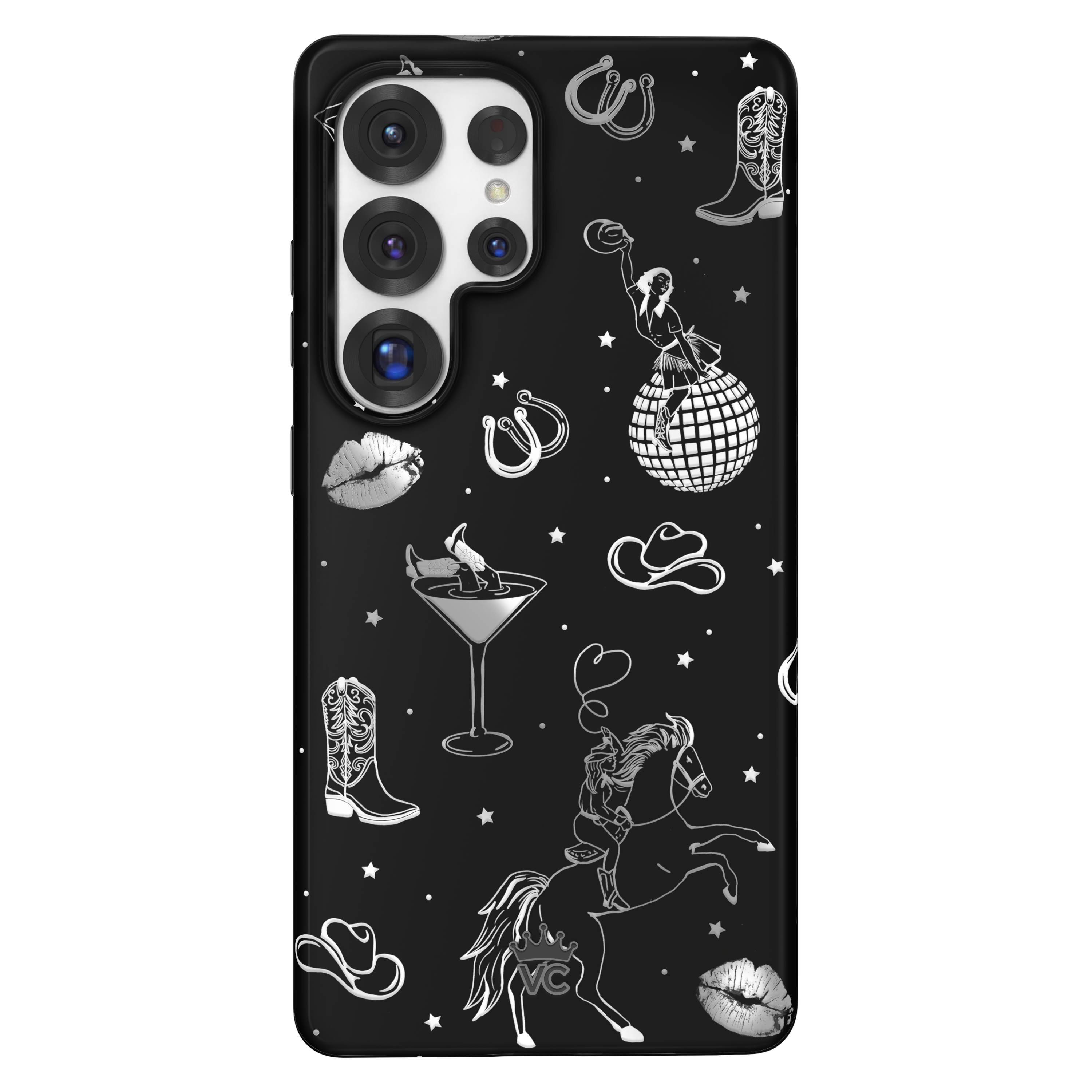 Disco Cowgirl Samsung Phone Case - Trendy Rhinestone Design for Samsung Galaxy S21/S22/S23 - Perfect for Music Festivals & Cowgirl-Themed Parties