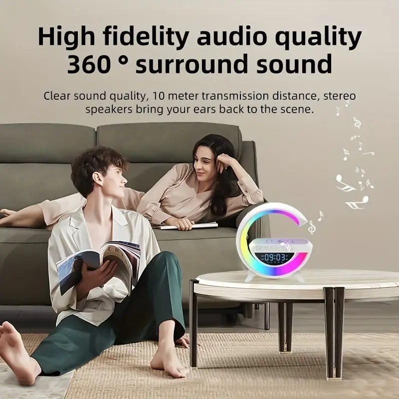 Wireless LED Speaker with Bluetooth, Clock, Lamp & Phone Charger - Portable Multi-Function Device for Home, Office, Outdoor Parties & Travel
