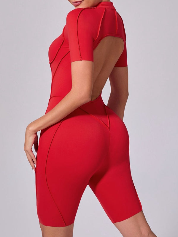 ZASUWA Women's Sexy Backless Zipper Scrunch Bum Jumpsuit - Stretchy Bodycon Romper for Clubwear, Night Out & Date Night