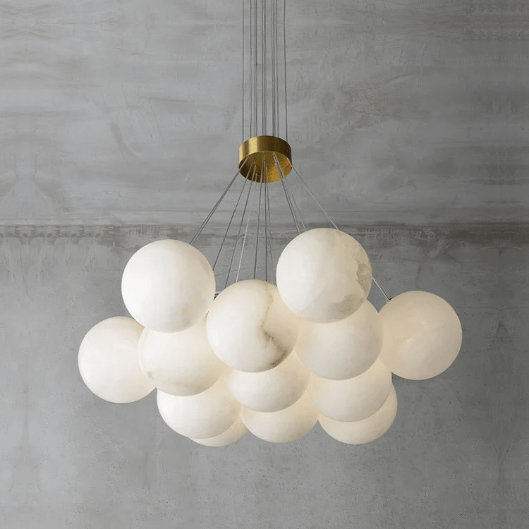 Elegant Alabaster Crystal Ball Chandelier - Modern Ceiling Light Fixture for Dining Room, Bedroom & Living Room Decor