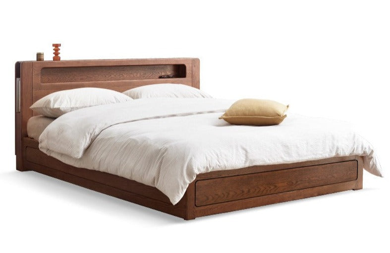 Premium Oak Solid Wood Luminous Box Bed - Durable Nightstand with Glow-in-the-Dark Features for Bedroom, Guest Room, and Kids Room Decor