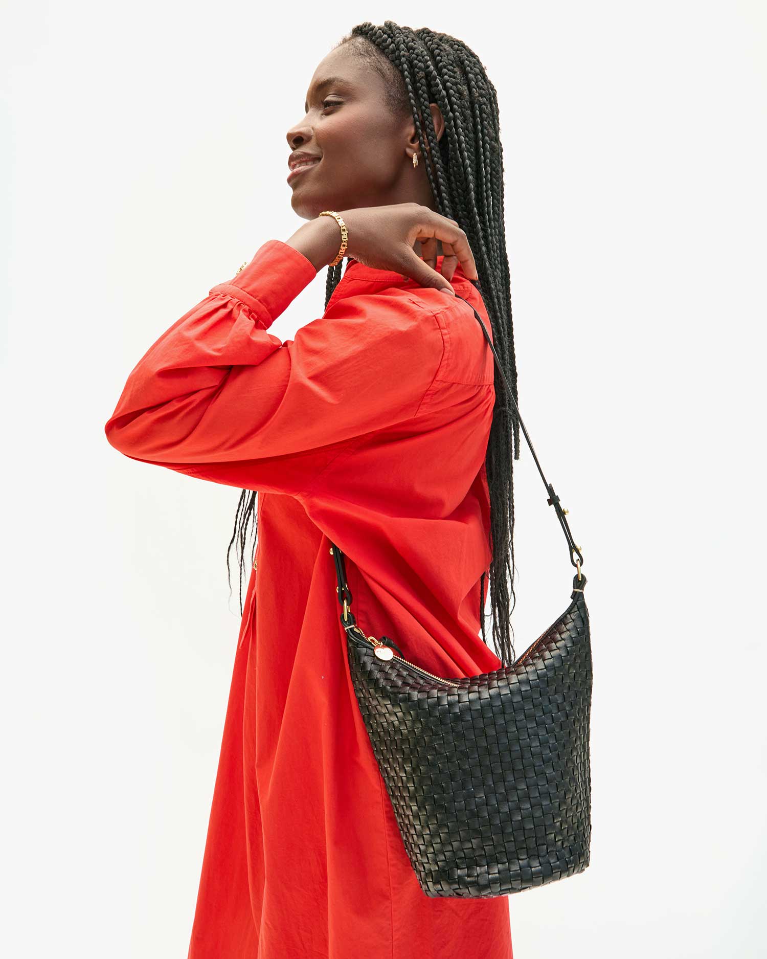 Petite Jeanne Black Woven Checkered Handbag - Stylish Crossbody Purse for Women | Perfect for Work, Date Night & Everyday Use
