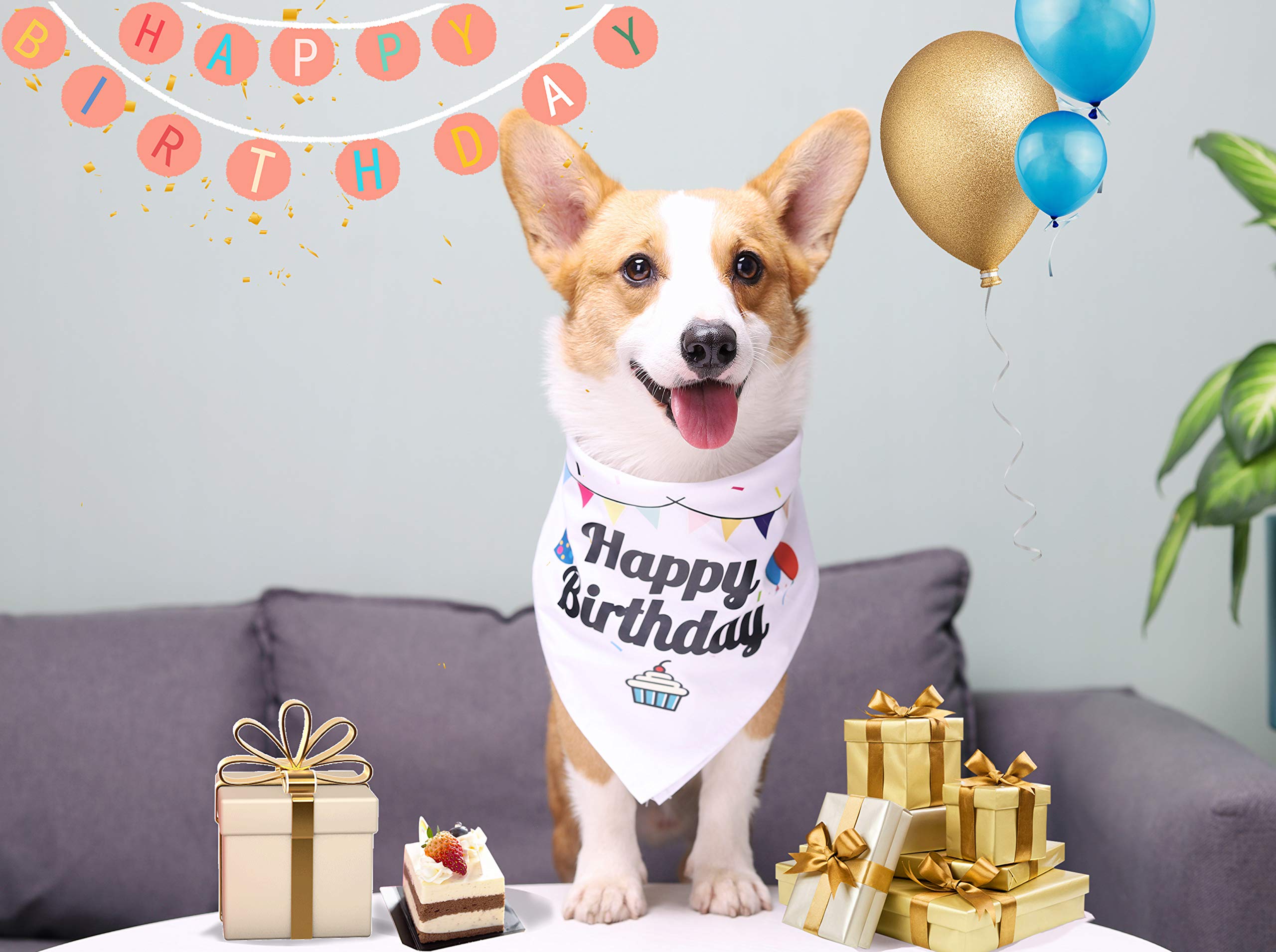 Bubblepup Dog Birthday Bandana - Happy Birthday Bandana for Boy & Girl Dogs - Cute Pet Bandana for Birthday Parties & Celebrations
