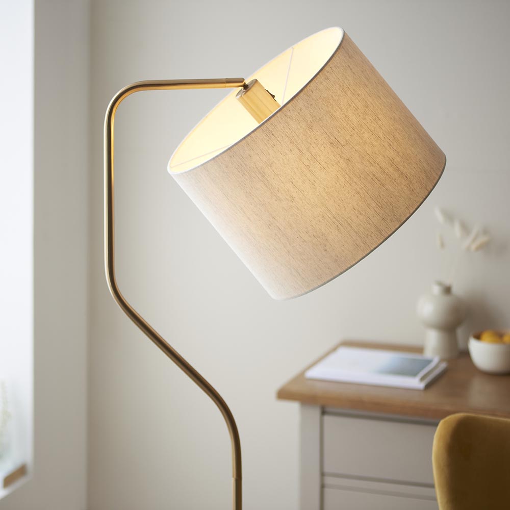 Arcturus Brass Finish Floor Lamp with E27 Socket - Modern Lighting for Living Room, Bedroom, and Office Decor