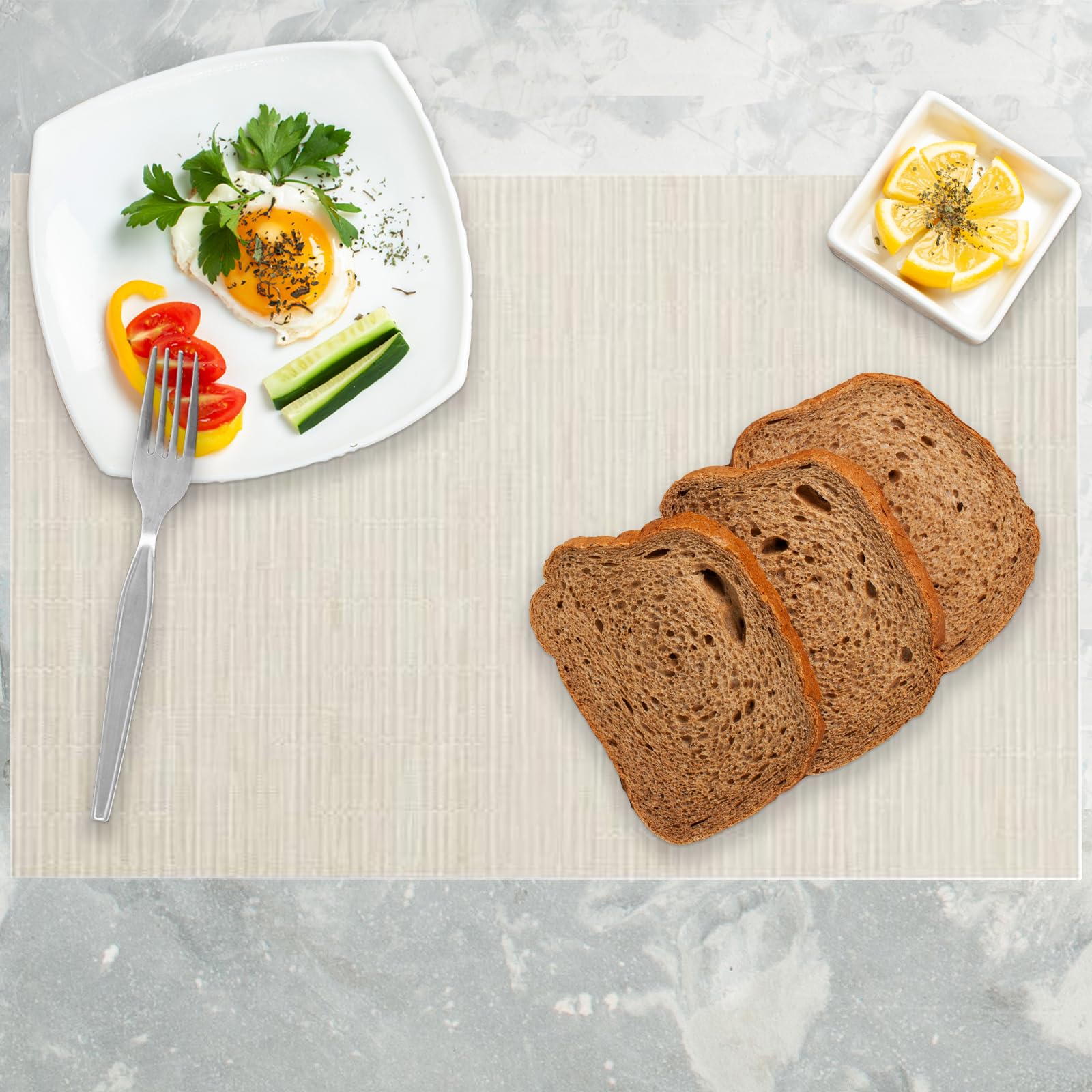 Heat-Resistant & Stain-Resistant Non-Slip Placemats Set of 4 - 11.8x17.7 Inch Washable Insulated Table Mats for Kitchen Dining, Home Decor - Perfect for Everyday Meals, Dinner Parties & Holiday Gatherings (Off-White)