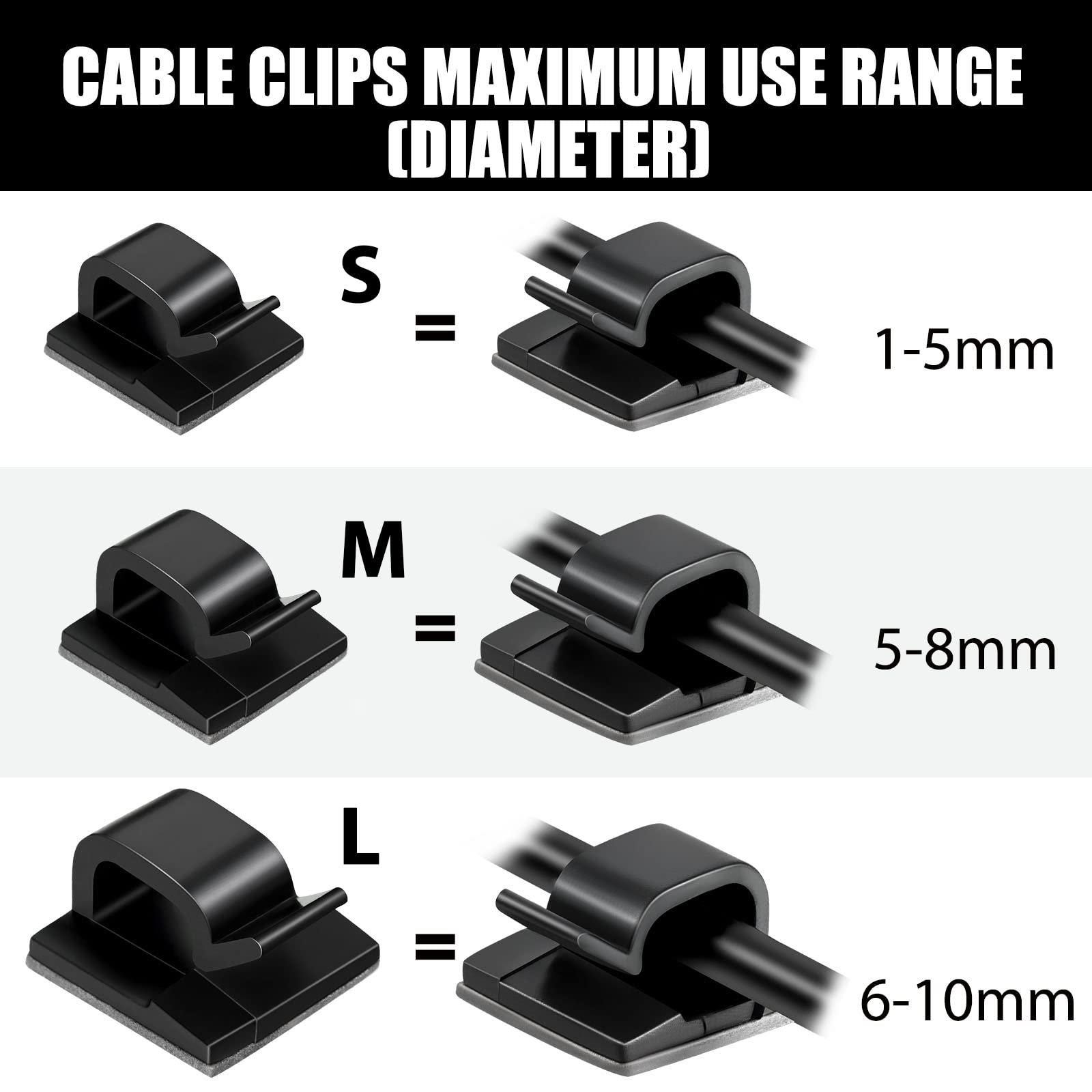 Blulu 100 Pcs Adhesive Cable Clips - Heavy Duty Wire Holders for Cable Management, String Lights & Rope Organization (Indoor/Outdoor Use) - Perfect for Home, Office, Garden & Party Decorations