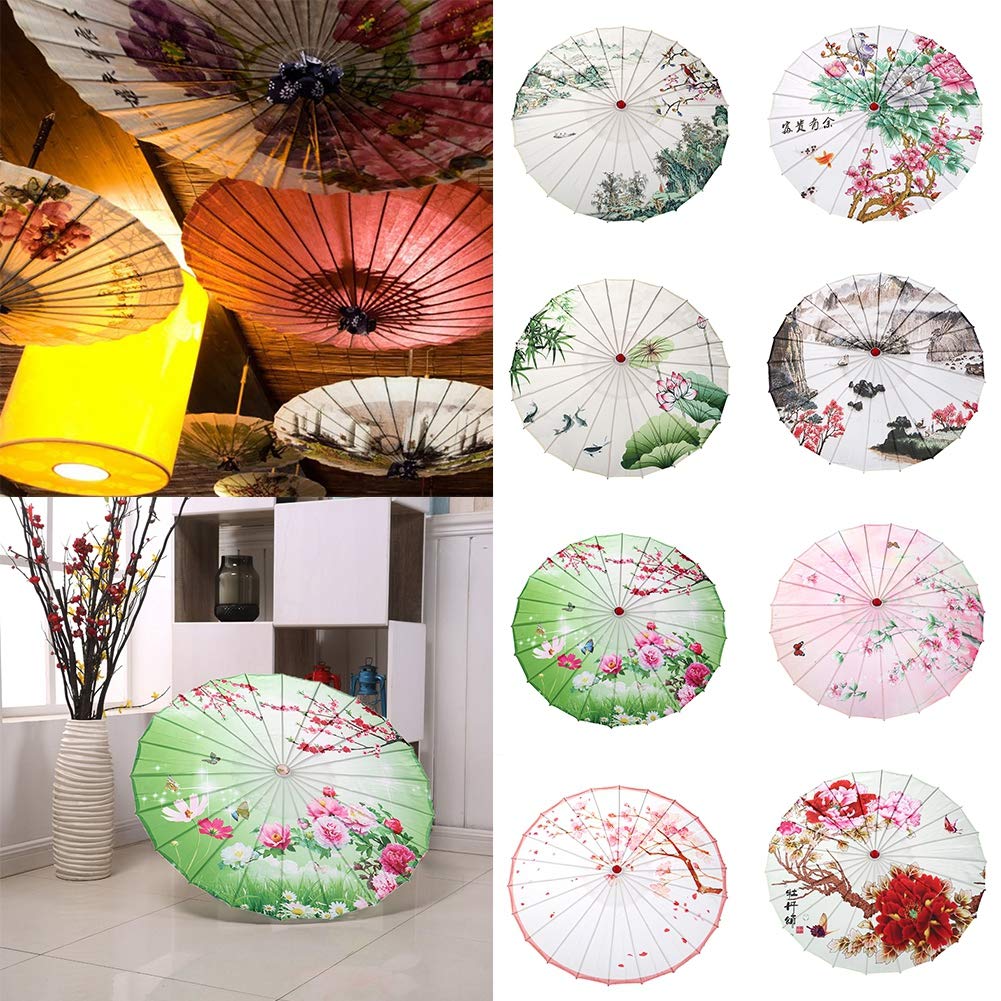 Handmade Chinese Oil Paper Umbrella - Waterproof & UV Protection - Traditional Oriental Parasol for Rain or Sun - Perfect for Weddings, Photography, and Home Decor