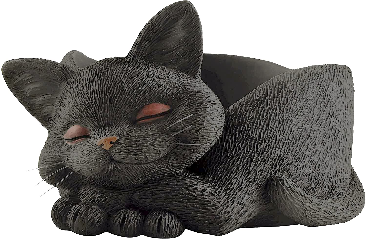 Whimsical Black Cat Trinket Dish - Jewelry Holder & Planter for Halloween Decor, Cat Lover Gifts, Office & Home Decor