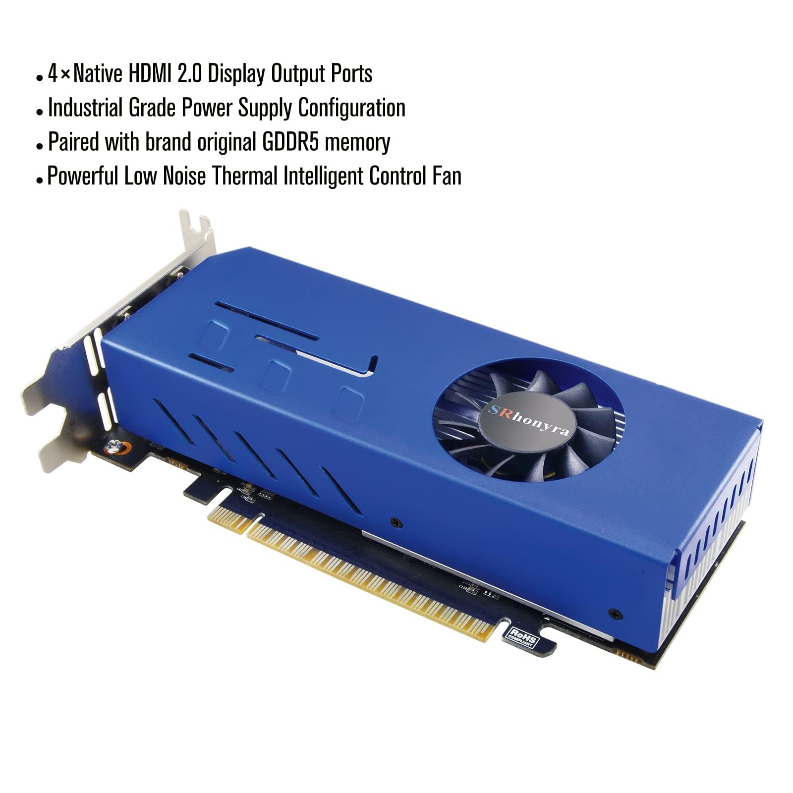 NVIDIA GTX 750 Ti 4GB GDDR5 128-Bit PCIe Gaming Graphics Card with 4 HDMI Ports - Dual Slot Design for Multi-Monitor Setup, PC Gaming & Video Editing