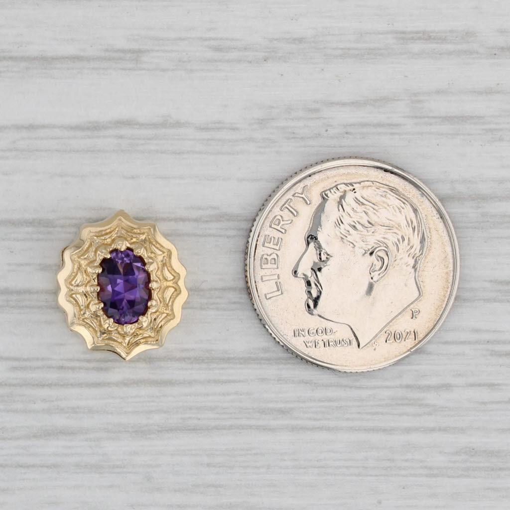 0.42ct Natural Amethyst Slide Bracelet Charm - 14k Yellow Gold Oval Solitaire Pendant for Women - Elegant Jewelry Gift for Birthday, Anniversary & Special Occasions