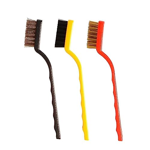 3-Piece Mini Wire Brush Set - Brass, Nylon & Stainless Steel Bristles for Jewelry Cleaning, Gun Maintenance & DIY Crafts | Durable Metal & Nylon Brushes for Precision Cleaning
