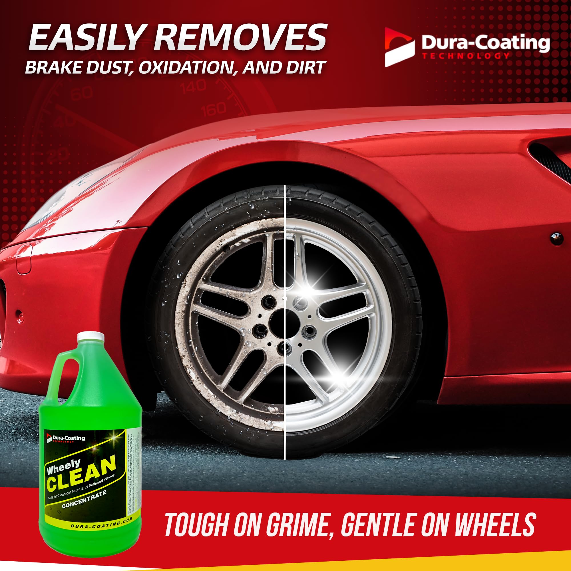DURA-COATING TECHNOLOGY Wheely Clean Concentrate - Professional Chrome, Clear-Coated & Aluminum Wheel Cleaner - Tire Shine & Rim Cleaner Spray for Car Detailing - 1 Gallon - Perfect for Auto Shops, Car Enthusiasts & DIY Cleaning