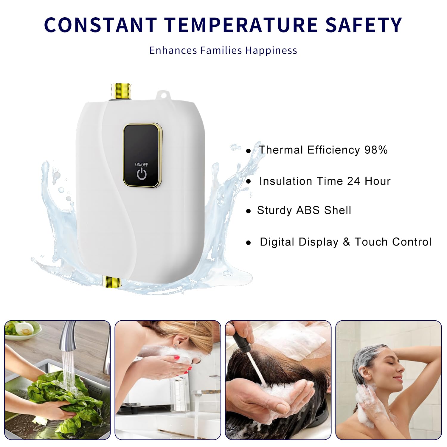 **110V 3000W Electric Tankless Water Heater - Instant On-Demand Hot Water with Digital Display - Under Sink Mini Heater for Kitchen, Bathroom & Washing - Perfect for Small Homes, Apartments & RVs**