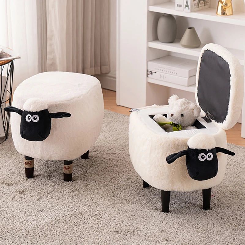 Little Sheep Stool - Modern Minimalist Wooden Footrest for Kids & Nursery Decor | Perfect for Playrooms, Bedrooms & Toddler Reading Nooks