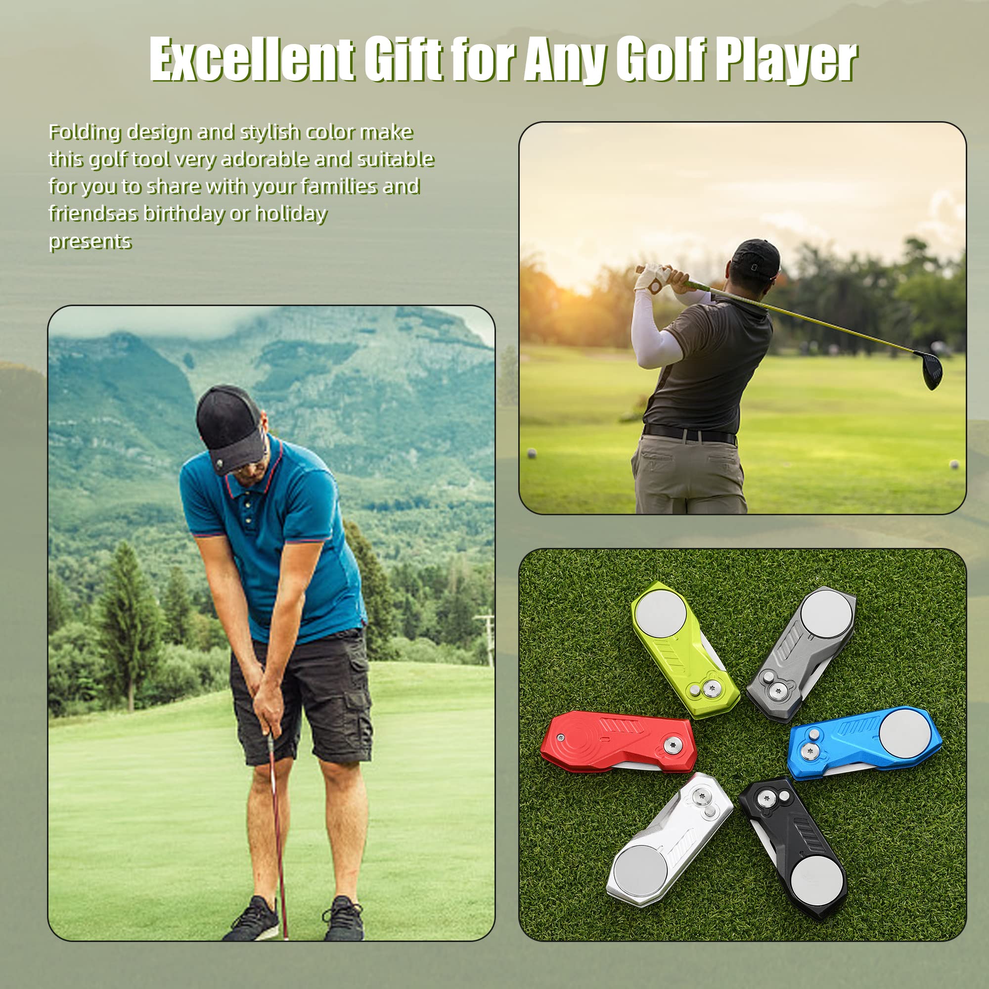 Premium All-Metal Foldable Golf Divot Repair Tool with Magnetic Ball Marker | Pop-Up Button Design | Durable Golf Accessories for Men | Perfect for Course Play & Practice Sessions