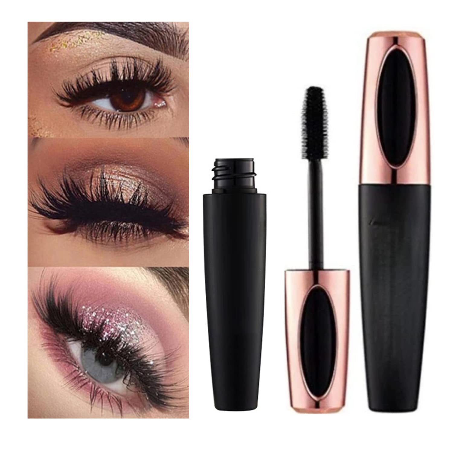 GLAMZA 4D Silk Fiber Mascara 2 Pack - Waterproof, Smudge Proof Volumizing Mascara for Longer & Thicker Lashes - Perfect for Daily Wear, Night Out & Special Occasions (Black)