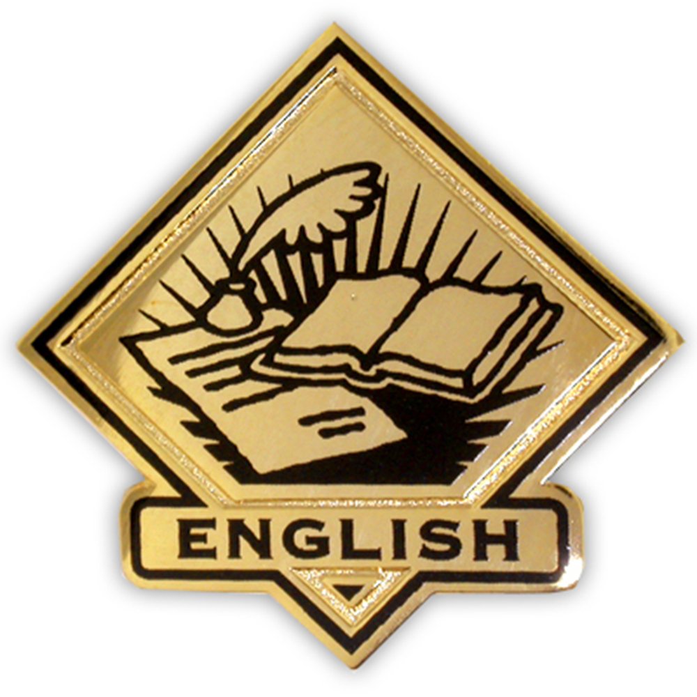 Black and Gold English Student & Teacher Lapel Pin - Elegant School Badge for Graduation, Ceremonies & Professional Events | PinMart