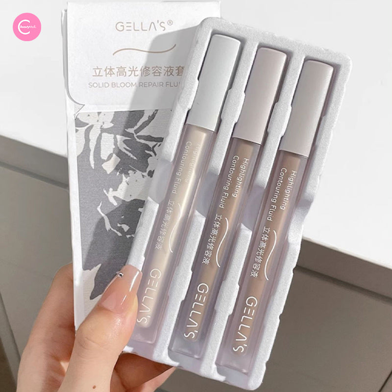 GELLA'S Liquid Contour & Matte Highlighter Trio Kit - 3-in-1 Face Sculpting Makeup Set for Cheekbones & Nose Contouring | Perfect for Everyday Glam & Photo Shoots