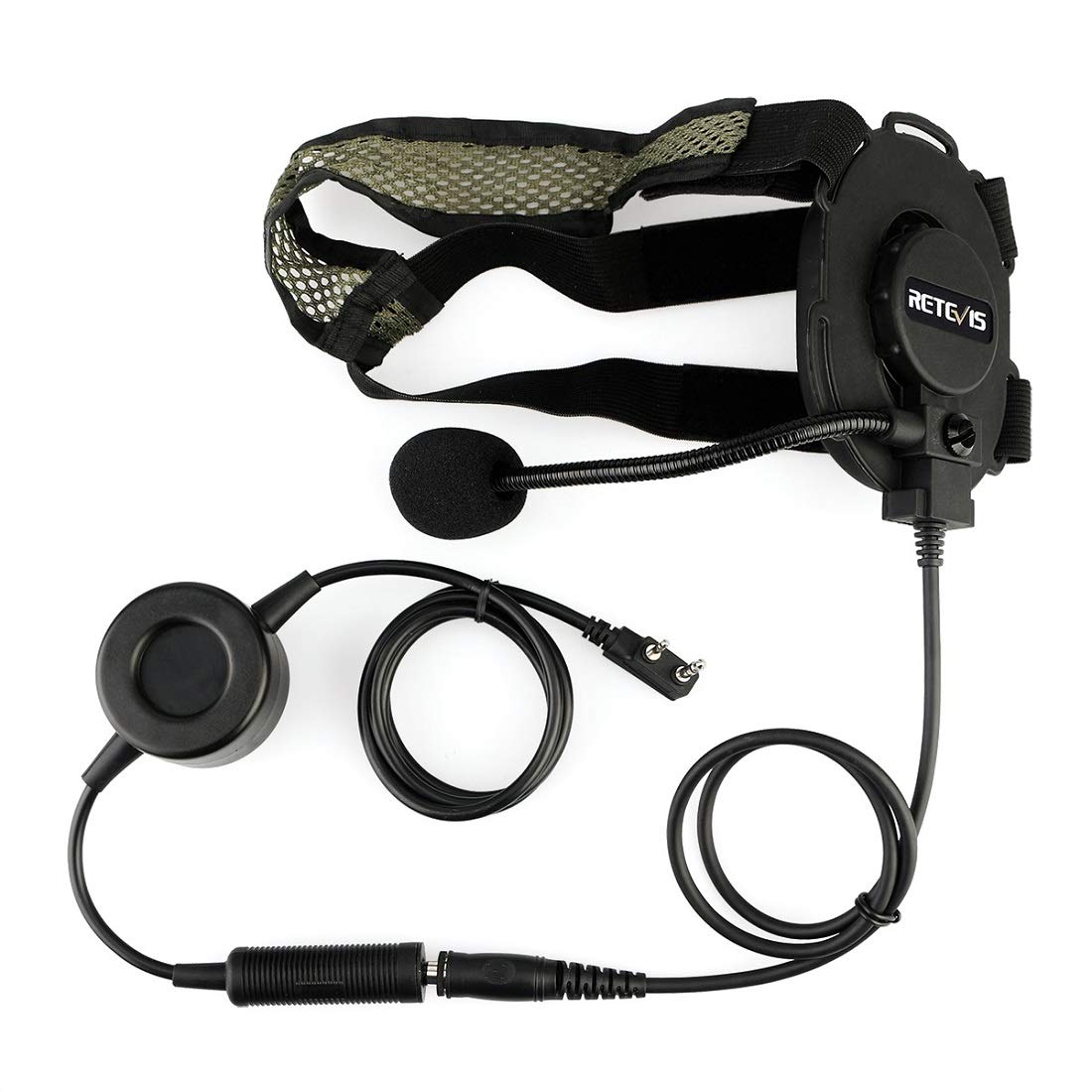 Retevis Tactical Military Headset with Mic - Walkie Talkie Headset Compatible with RT21 H-777 RT68 RT85 RT86 & Baofeng UV-5R 5RM BF-F8HP Samcom Radios - 2 Way Radio Headset for Airsoft, Hunting, Security & Outdoor Adventures (1 Pack)