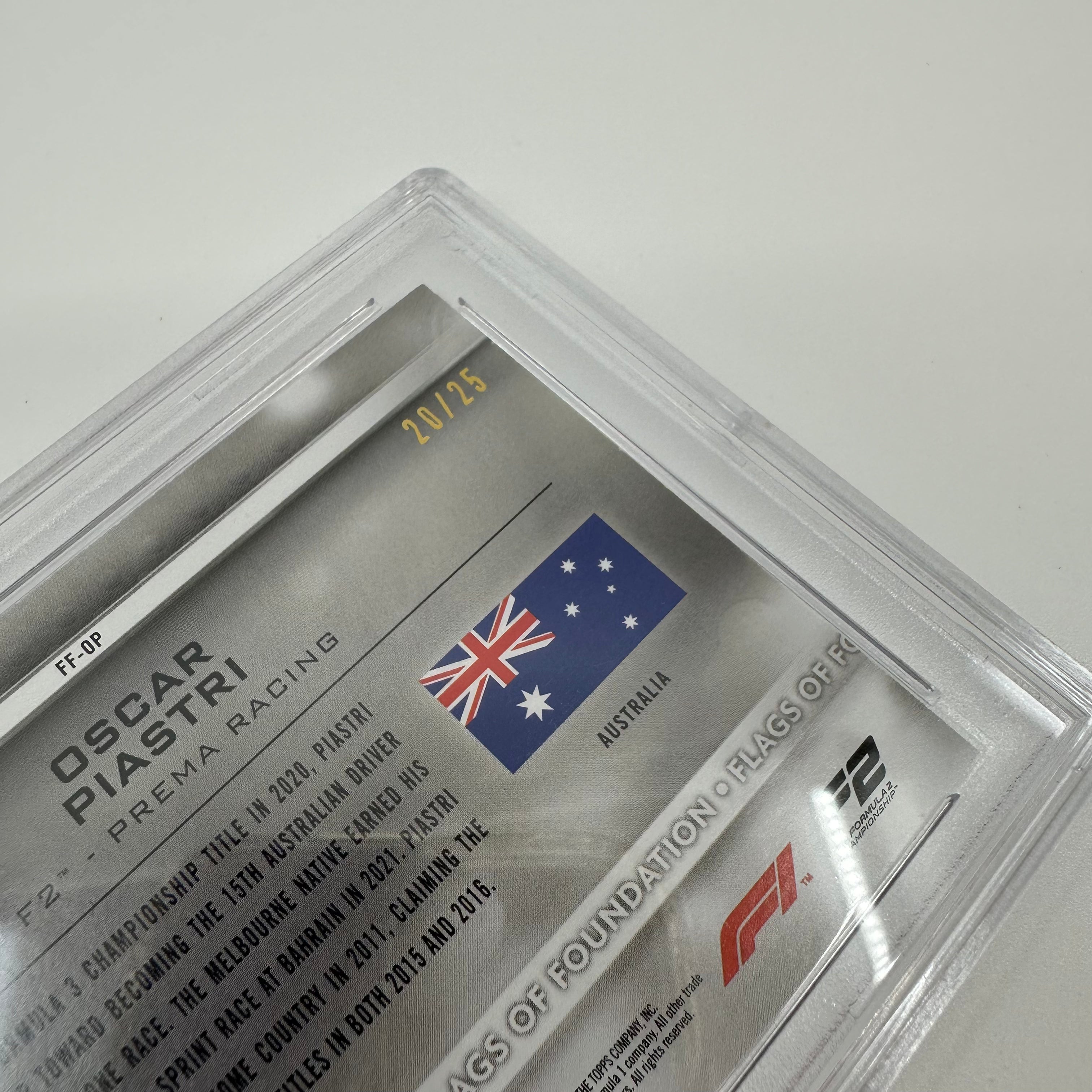 PSA 9 Oscar Piastri Flags Of Foundation #FF OP Orange Parallel 20/25 - Rare Trading Card for Collectors & Sports Memorabilia Enthusiasts
