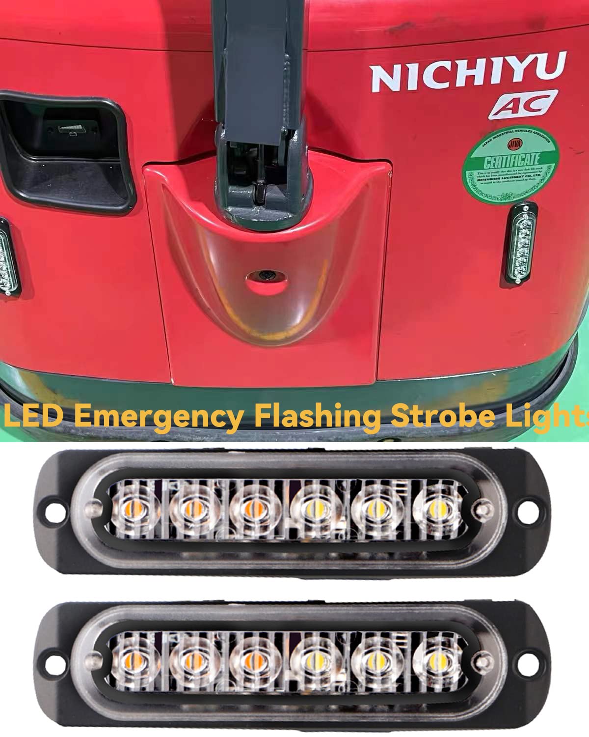 6 Pack LED Emergency Strobe Lights - 12V Amber & White Warning Lights for Trucks, Cars, Trailers - Durable Mini Grill Flashing Lights for Road Safety & Emergency Signaling