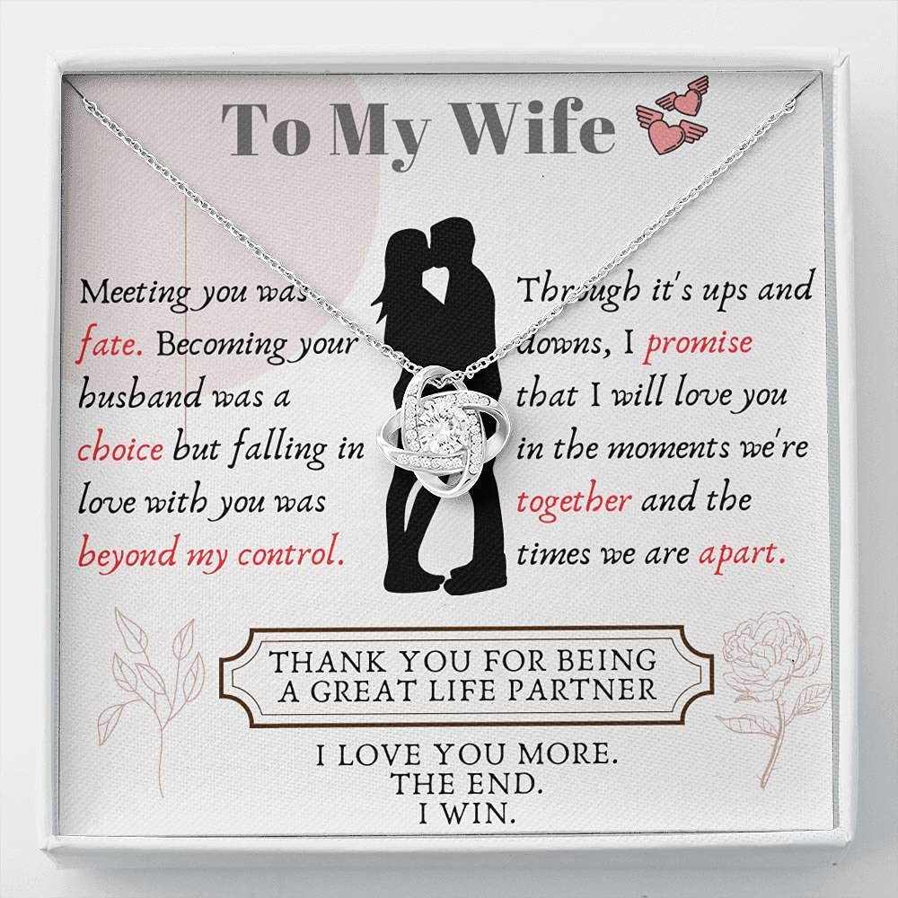 Handmade Love Knot Pendant Necklace for Wife - Personalized Message Card Jewelry - Romantic Gift for Anniversary, Valentine's Day & Special Occasions