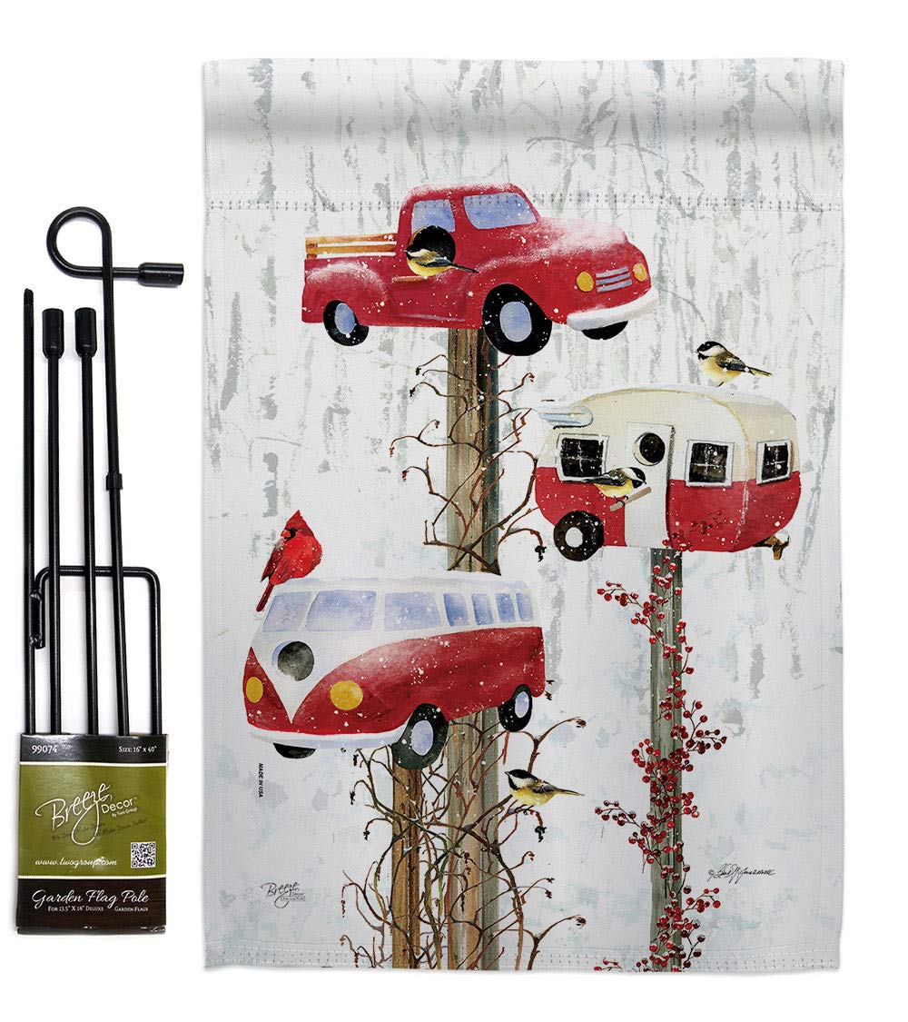 Retro Birdhouse Garden Flag Set 13