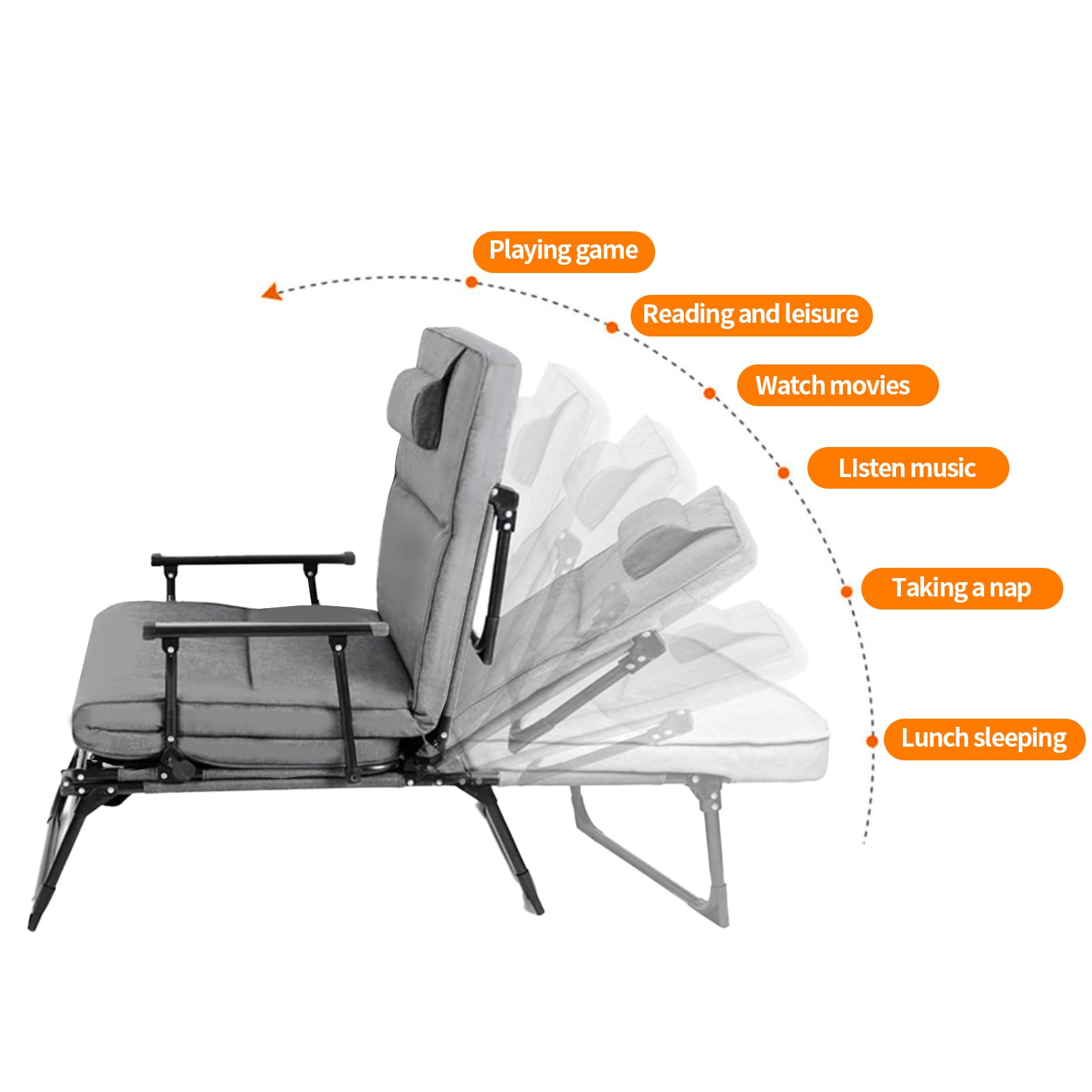 3 in 1 Portable Folding Camping Cot for Adults - Heavy Duty Sleeping Bed with Mattress, Adjustable 5-Position Lounge Chair - Supports 330 lbs - Perfect for Home, Office, Camping & Outdoor Adventures