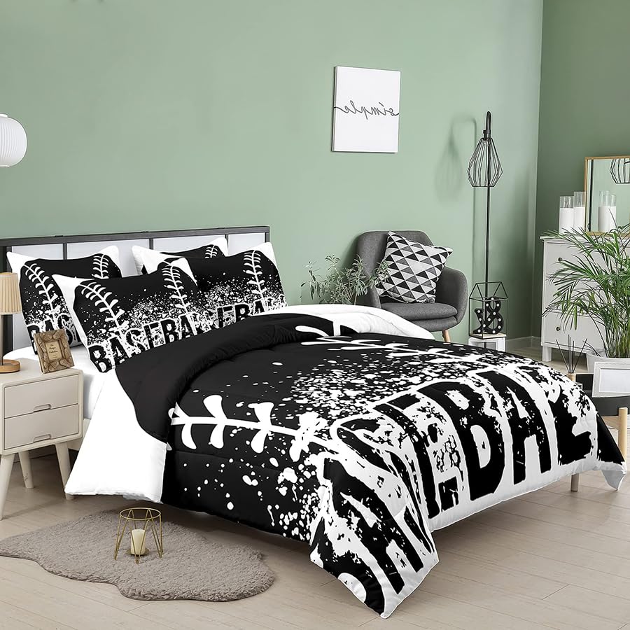 **Bodhi Kids Baseball Bedding Set - Twin Size 5-Piece Comforter, Sheet & Pillowcase Set for Boys - Sports Themed Bed in a Bag - Perfect for Kids' Rooms, Sleepovers & Themed Bedrooms**