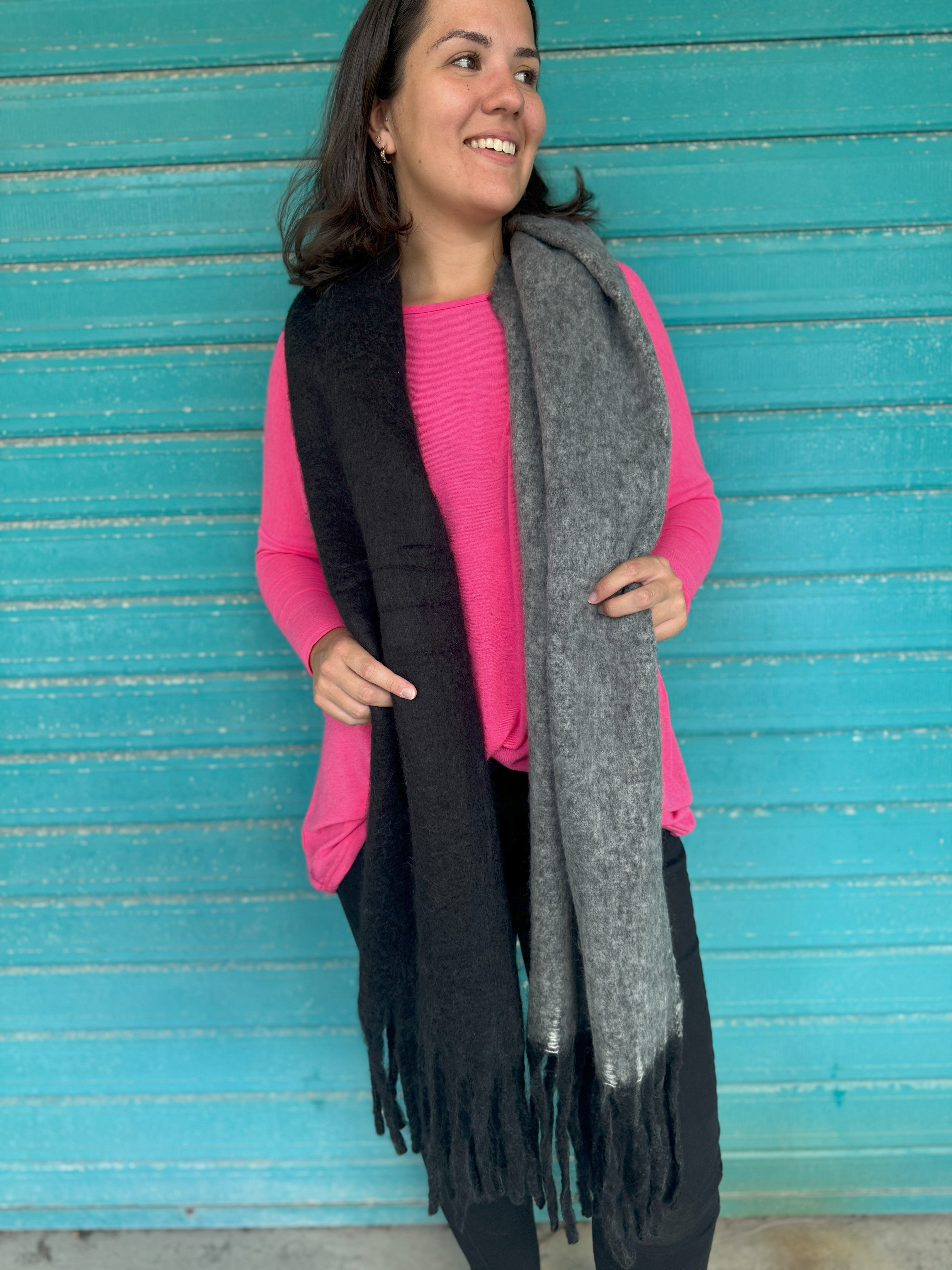 Sonya Black & Grey Scarf for Women - Soft & Stylish Winter Fashion Accessory - Perfect for Office, Travel & Casual Outfits
