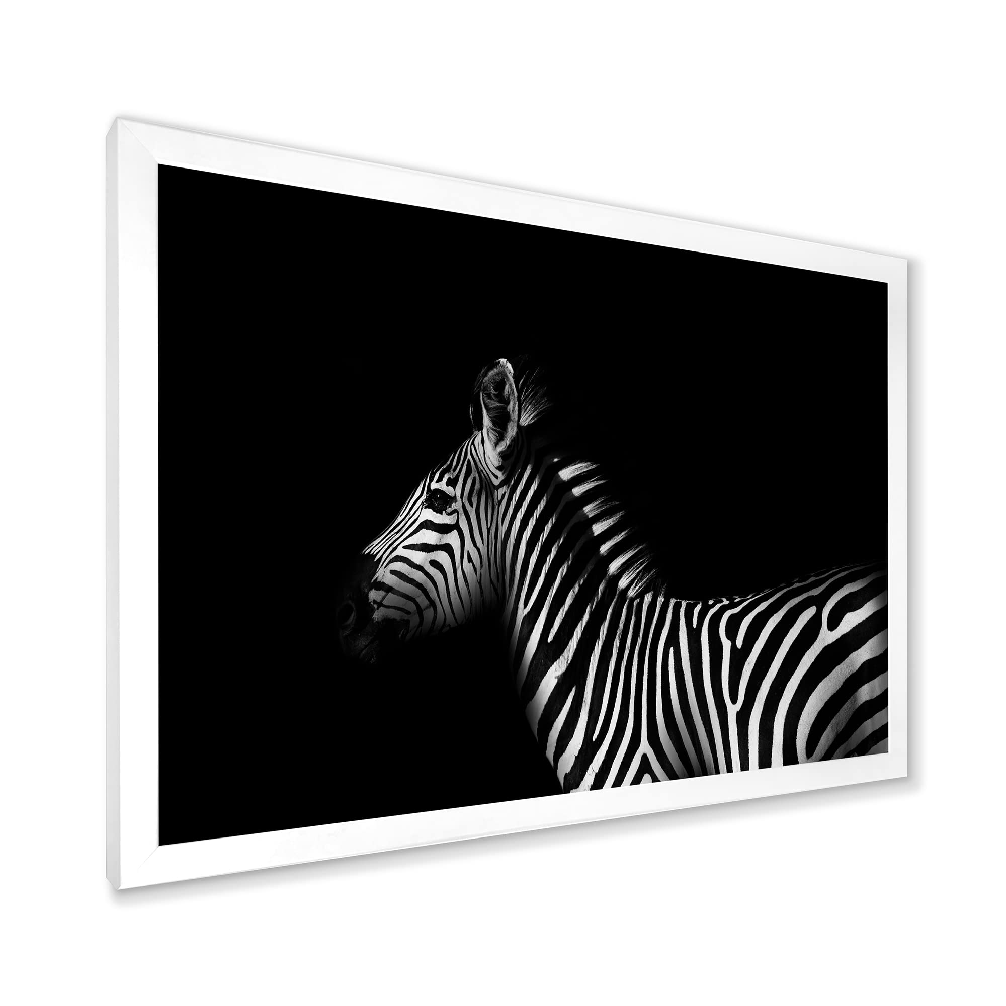 DesignQ Black and White Zebra Sideview Framed Wall Art - Perfect for Farmhouse, Living Room, Bedroom & Office Decor