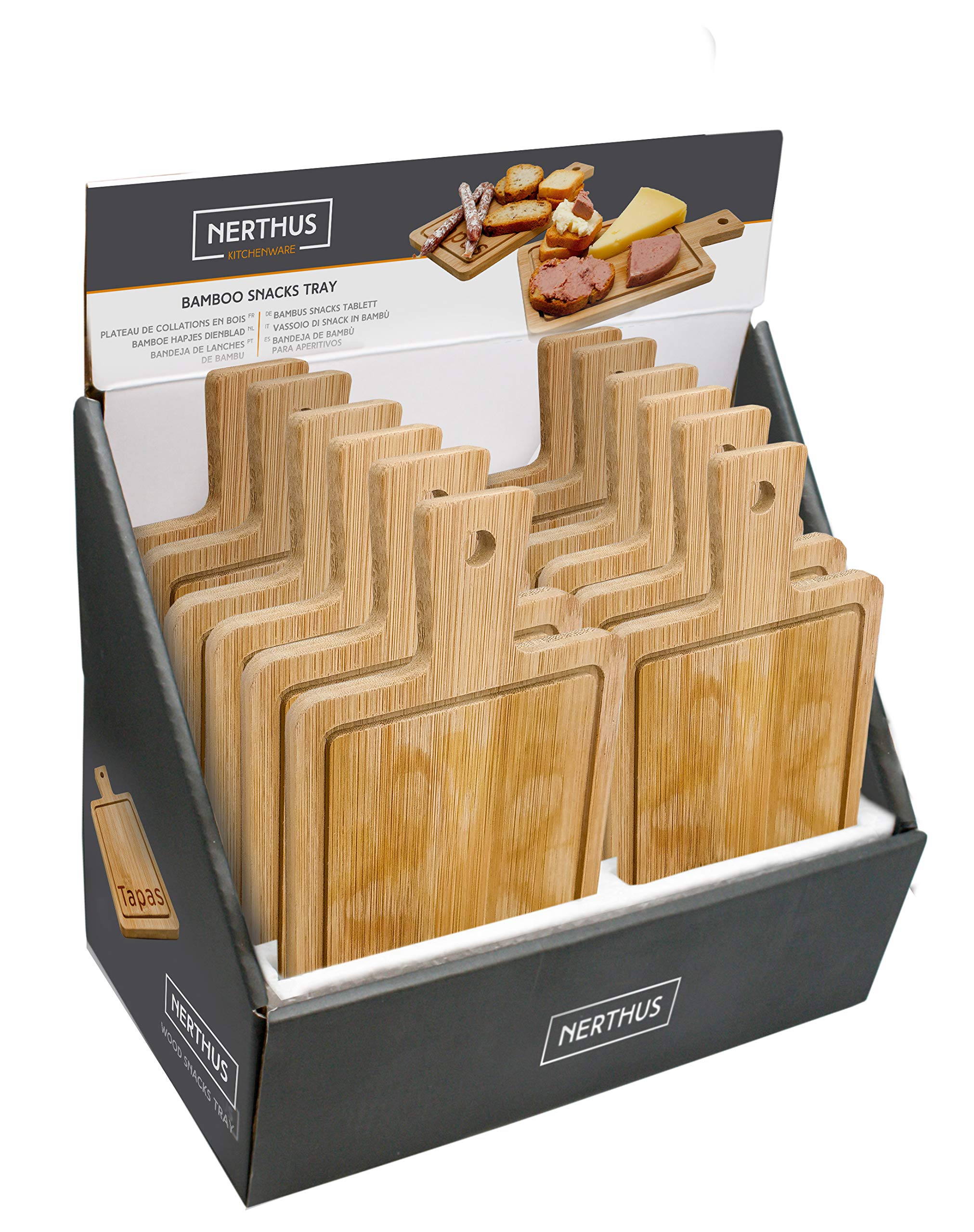 Premium Nerthus FIH 359 Wooden Snack Tray - Elegant Serving Platter for Cheese, Fruits, Charcuterie - Perfect for Parties, Picnics, and Home Entertaining