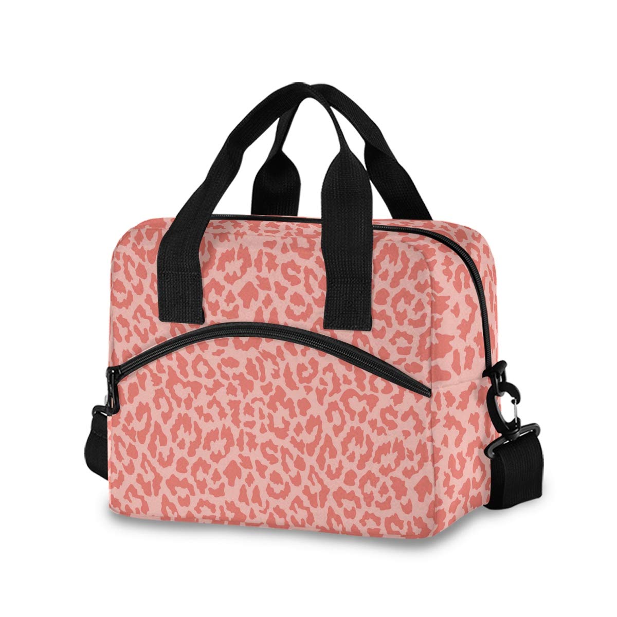 Pink Cheetah Leopard Print Insulated Lunch Box Tote Bag for Women & Men - Detachable Shoulder Strap for Office, School, Picnic & Hiking - Perfect for Work, Travel & Outdoor Activities