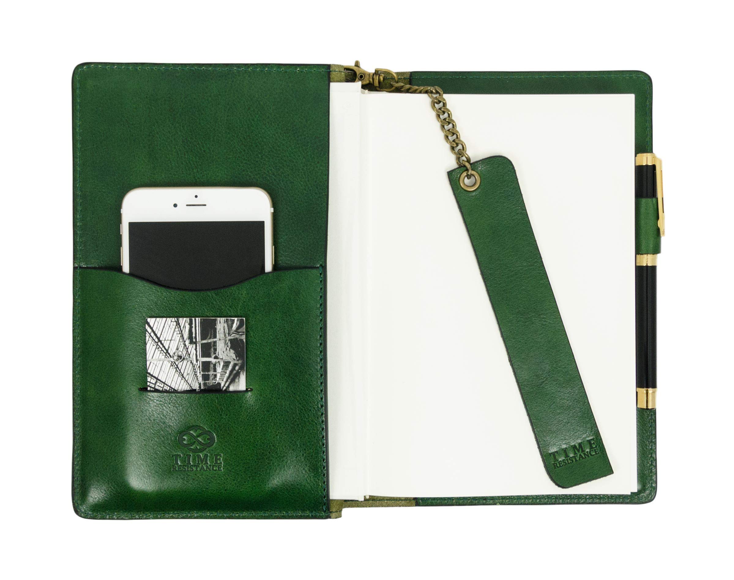 Italian Handmade Leather Journal - 320 Lined Pages A5 Notebook with Bookmark, Time Resistance Cover | Perfect for Writing, Journaling, Travel & Gift Giving (Green, Gift Box Included)