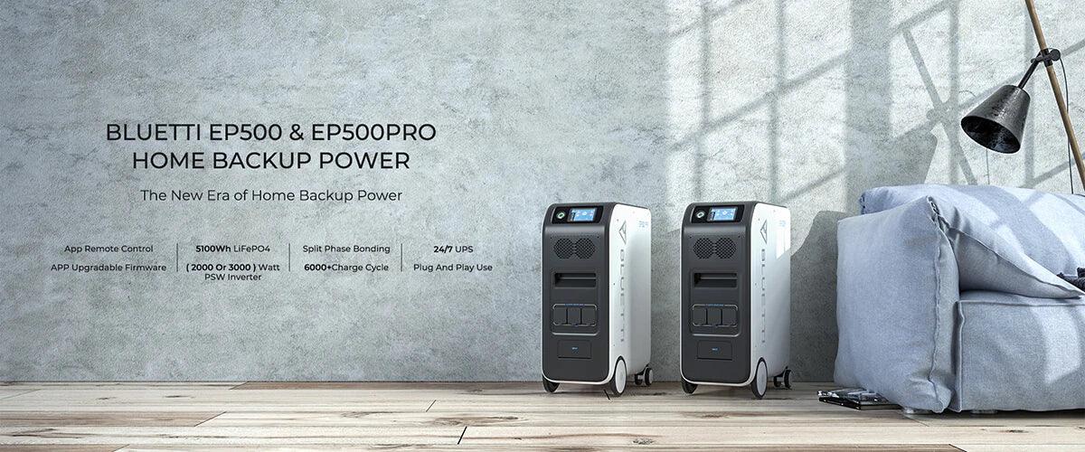 Bluetti EP500 Portable Solar Power Station - 5100Wh LiFePO4 Battery, 2000W Pure Sine Wave Inverter for Home Backup, Camping & Outdoor Adventures